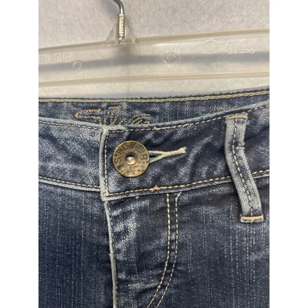 Silver Jeans Santorini Women's Size 28 Cropped Denim Capri Blue Jeans - Picture 4 of 15
